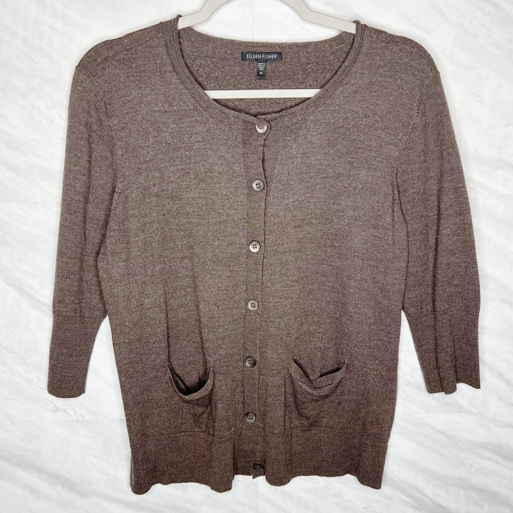 Eileen Fisher Brown Cardigan Sweater XL